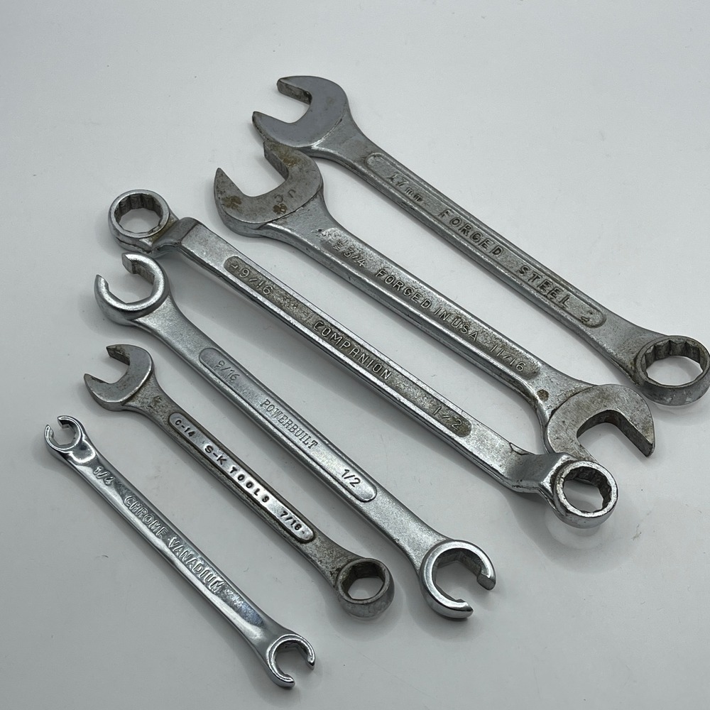 Mixed Wrench Lot S-K Tools Companion Powerbuilt USA Steel‎ SAE Metric 6pc Set